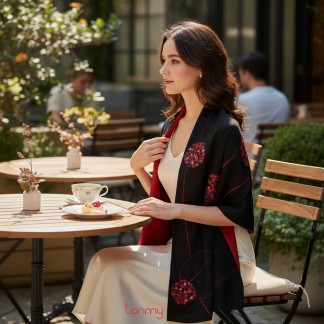 Khăn lụa thêu tay hoa cẩm tú cầu